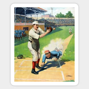 Baseball, Runner Sliding Past Catcher 1800s Sticker